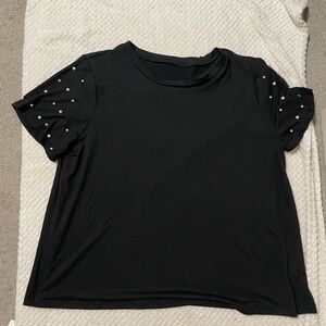 SHEIN Black Top with Pearl Accents